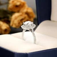 2. Carat Round Moissanite Promise Ring - Accenti Moissine Ring - Platinum pozlaćeni prsten za žene