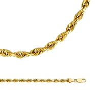 Čvrsti 14K žuto zlatni ogrlica uže uženi upleteni muški dijamantski rez polirani veliki teški