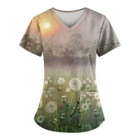 Ženski vrhovi Ženska modna proljeća i ljeto cvjetno ulje slikanje Ispiši V-izrez na platnu odjeća s
