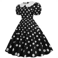 Duge ljetne haljine za žene casual plus veličine Dots Ispis kratkih rukava 1950-ih Kuća za večernje