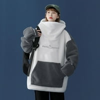 Ženska dukserica Slatka print prevelika plus veličina dugačak kapuljač sa džepovima Coral baršun pulover