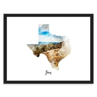 Texas horizontalni akvalični karton Print - - Unfrant Art Print
