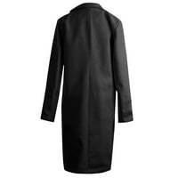 Ikevan ženski topli kaput Cardigan zimski čvrsti dugi rukav s dugim rukavima crna 6