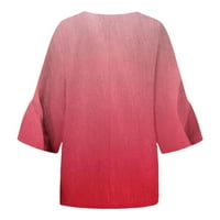 Ženske ljetne pamučne posteljine modni plus veličine T majice Okrugli vrat Srednja majica s dugim rukavima