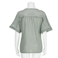 Ženski vrhovi kratki rukav čvrsta blusa casual ženska modna V-izrez Thirts Green 4xl