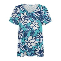 Ženski vrhovi Mother Day Pokloni Modni ugodni casual V-izrez za bluzu s kratkim rukavima Plava i SAD: