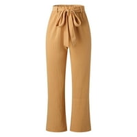 Knqrhpse posteljine za žene široke pantalone za žene za žene ženske pamučne modne duge pantske elastične