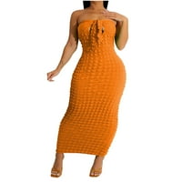 Ženska seksi bazonska haljina u obliku bodycon Solid boja bez rukava bez rukava narančasta Veličina
