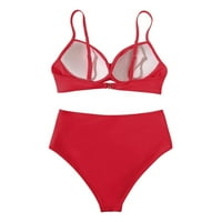 Kupaći kostimi za žene, žensko proljeće i ljetni seksi print Split High struk bikini kupaći kostim crveni