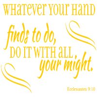 Ecclesiastes 9: Bez obzira na vašu ruku - vinilni naljepnica za naljepnicu - mala - zlatna žuta