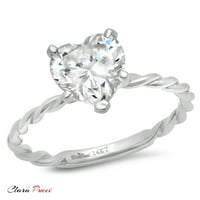 CT Cleant Clear Simulirani dijamant 18k bijeli zlatni godišnjički angažman prsten veličine 7.25