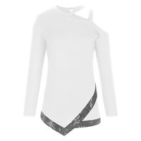 Ženske zimske ležerne majice dugih rukava Tunički vrhovi zavezani pogranični bluza pulover bijeli, xxxxl