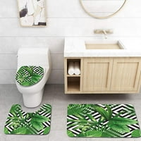 Egzotična postrojenje za džunglu tropsko dlan napušta kupatilo za kupatilo Contour mat i toaletni poklopac poklopca poklopca