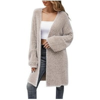 Kali_store Cardigan džemperi za žene dugi kardigani za žene s velikim niskim čvrstim pletenim kardiganima