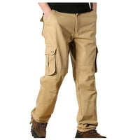 Fragarn muške hlače Muški povremeni srednji struk Solid Boja Multi džepovi na otvorenom ravno nogu hlače