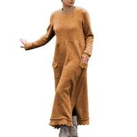 Dadaria midi haljine za žene modne žene okrugli vrat dugih rukava pulover čipke labave velike veličine