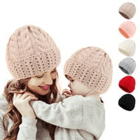 Rygai pleteni šešir roditelj-dijete mekani casual rastezljivi ugodno jesenski zimski zimski ženski kape