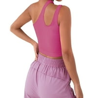 Ženski Activewear Sports Ters & Tanks Solid Boja Jedno ramena Rib-pletena ružičasta m