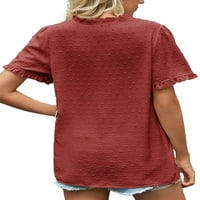 Avamo dame košulje Šifon vrhovi kratkih rukava majica Žene Comfy Tunic Radna bluza crvene s