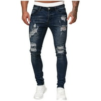 Muškarci Jeans Solid Boja raširene rupe srušene gradijentne pantalone
