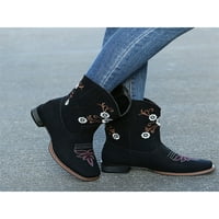 Zodannijske žene zapadne čizme vezene vintage cipele s niskim potpeticama Cowgirl Boot ženske radove