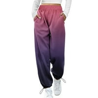 Baycosin pantalone za žene gradijentni tisak Dno Duksevi sa džepovima Visoki struk Sporty Gym Fit Jogger