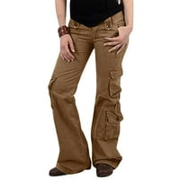 Ženske torbe s niskim strukom teretna hlače Ravne široke džepove za noge Hlače Retro pantalone Hippie