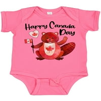 Inktastic Happy Canada Day Slatka crvena dabra sa kanadskom zastavom Poklon Baby Boy ili Baby Girl Bodysuit