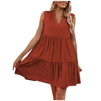 Ljetne haljine za žene Himeway Ženska ljetna modna silaska ležerna haljina na crveno s