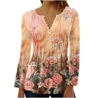 Dyegold dugih rukava tunike za žene jeseni modni plutani bluze za vrat Ležerne prilike za cvjetne majice