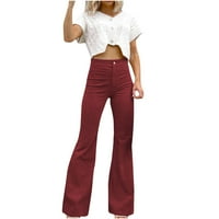 Tople hlače za žene Ženska moda Slim Fit Ugodni džep u boji Ležerne pantalone Tanke zimske tople noge