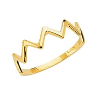 Jewels 14K Gold okrugli kubični cirkonijski žuti prsten grom-oblika zabogaj veličine 10