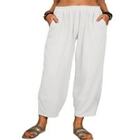 Ženska posteljina harem pantalona Capri hlače široka noga elastična struka obrezane pantalone labave
