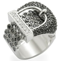 Luxe nakit dizajnira ženski mesingani prsten za žene i rutenijum sa crnim dijamantima CZ - veličine
