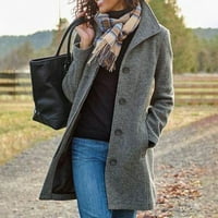Ženski džepni džepni vuneni kaput rekreationAllong rukave