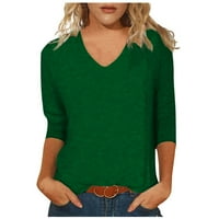 Ženski bluzeni rukav ženski plus bluza Slatke pune košulje V-izrez ljetni vrhovi zeleni xl