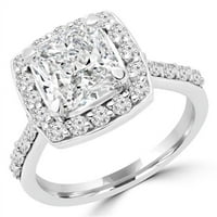 3. CTW jastuk za rezanje dijamanta Halo modni zaručnički prsten u 14k bijelo zlato, veličine 5