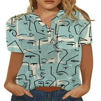 Abtel Women Majica Cvjetni print TEE Boho majica Ženska Pocket Beach Ljetni vrhovi zeleni XL