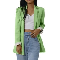 Apepal žene čvrste otvorene prednje džepove Cardigan Formalno odijelo dugih rukava za bluze zelene s
