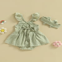 TODDLER Baby Girls Casual Roman Summer Set Set Fly rukava A-line Bodysuits haljina traka za glavu Komplet