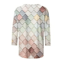 Pyju T majice za žene modni geometrijski patchwork pečenja za rukav ljetni casual udobne slatke vrhove