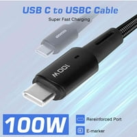 Urban USB C do USB C kabel 3,3ft 100W, USB 2. TIP CAPLING CABLE Brzo naboj za RedMi napomena Pro, iPad