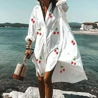 Steady Fashion Women Cvjetni print Dugi rukavi Dugmas Cardigan Labava košulja haljina vino m