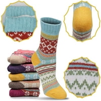 Eastjing zimske čarape parovi žene vintage vunene čarape debele pletene čarape za toplu udobnost