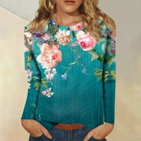 Bazyrey Nove dolaske Košulje za žene Dugi rukav Trendi cvjetni ispis labavi bluze okrugli vrat casual