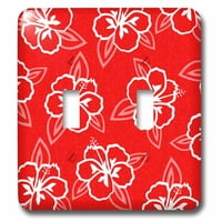 3drose Havajski hibiskusni cvjetni print - crveni i bijeli - dvostruki preklopnik