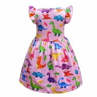 Odjeća za djevojke Ljetne pamučne životinje Dinosaur Print haljine za djevojčice