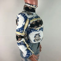 Ženska modna rukavica sjajna vintage kruh dolje jakna patentni džepovi sa zatvaračem plus veličina pada