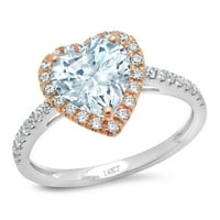 2.27ct srce rez plavi simulirani dijamant 14k bijeli ružin zlato ugraviranje izjava bridalna godišnjica