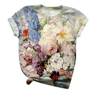 Košulje za žene Grafički vintage Ljeto Kratki rukav Tors Crewneck T-majice Cvjetni ispis Bluze Osnovne